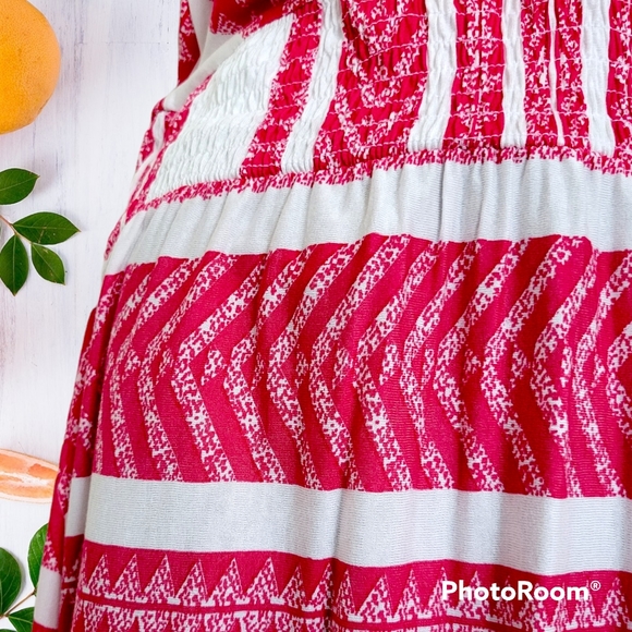 VENUS Smocked Waist Maxi Dress Size 16 White w/Pink Stripes By LASCANA for VENUS - Picture 9 of 10